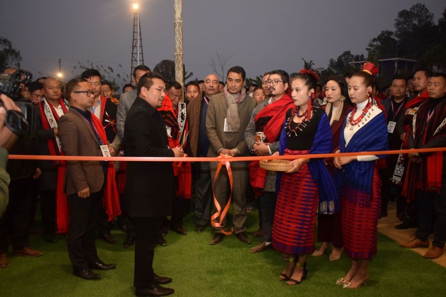 Minister Tongpang Ozukum inaugurates the 69th edition of Ao Students’ Conference (Ao Kaketshir Mungdang) at Akhoya village, Mokokchung on January 18. (Morung Photo)