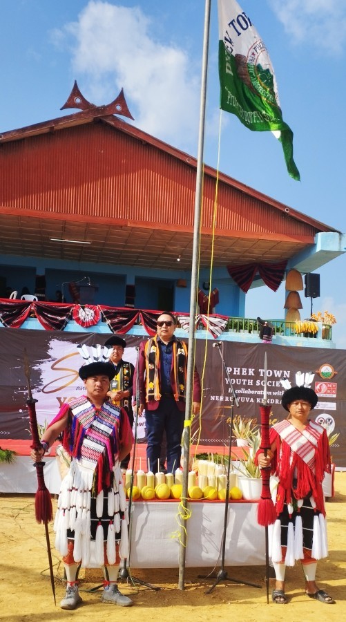  NPF Leader of Legislature Party, Kuzholuzo (Azo) Nienu gracing the Sükrünye festival at Phek town local ground.