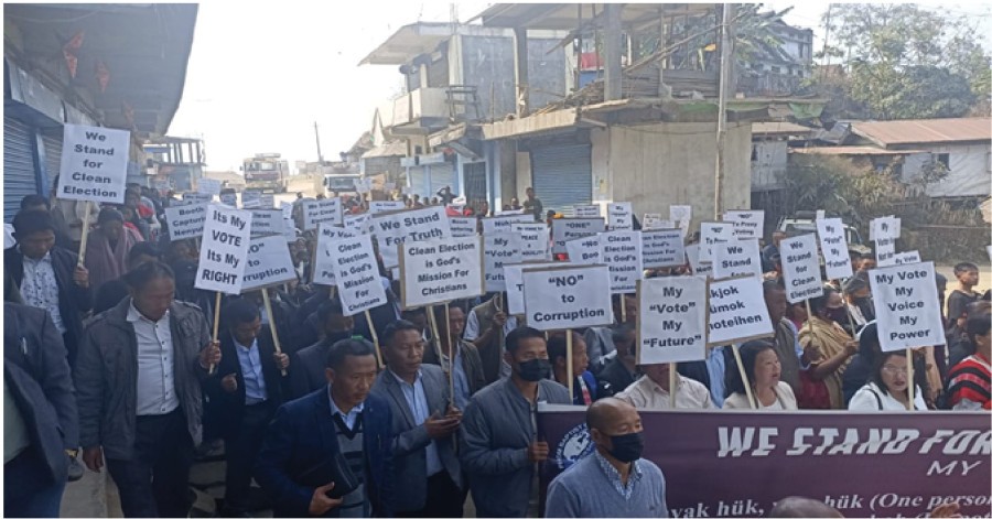 The PBCA organized a ‘prayer walk’ for Clean Election in collaboration with Longleng town churches as well as Phom churches on February 19.