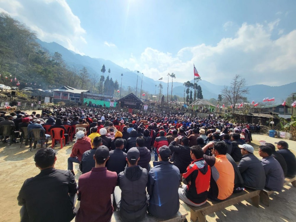 People attend a campaign rally in Western Angami Assemly Constituency, which has a women candidate in the fray. Despite 4 women candidates for the Nagaland polls, questions remain as to how serious Naga society and polity is when it comes to women empowerment and representation. (Photo Courtesy: Twitter)