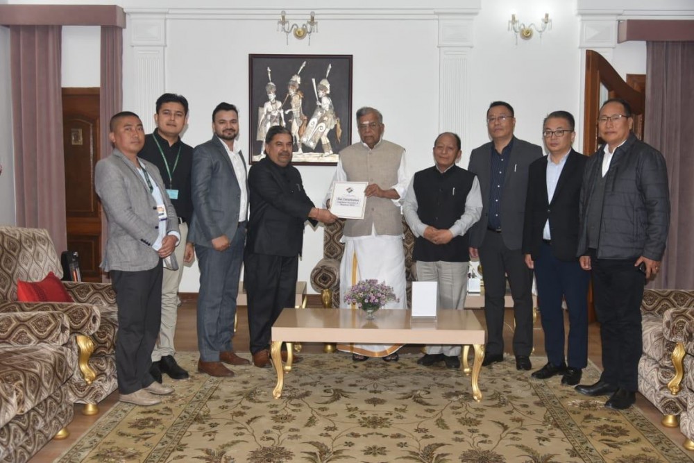 ECI and CEO team handing over the Due Constitution Notification to Governor of Nagaland La Ganesan at Raj Bhavan, Kohima on March 4. (Photo Courtesy: Media Cell, CEO Office)