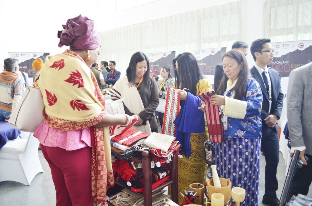 B20 Conference delegates check out the products put up by entrepreneurs from Nagaland at the State Banquet Hall, Kohima on April 5. (Morung Photo)