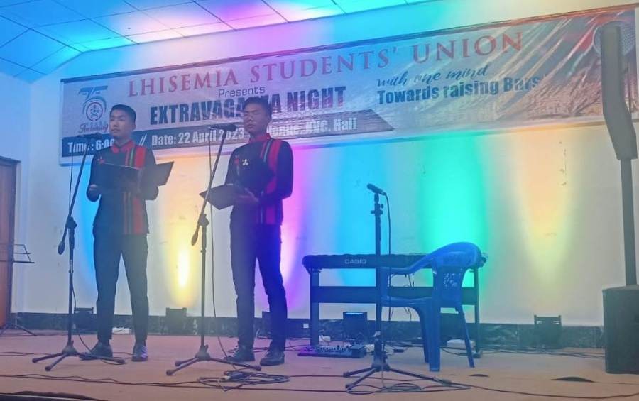 Artists perform at ‘Extravaganza Night’ as part of the 75th Years Anniversary celebration of Lhisemia Students’ Union on April 22 at Kohima Village Council Hall.
