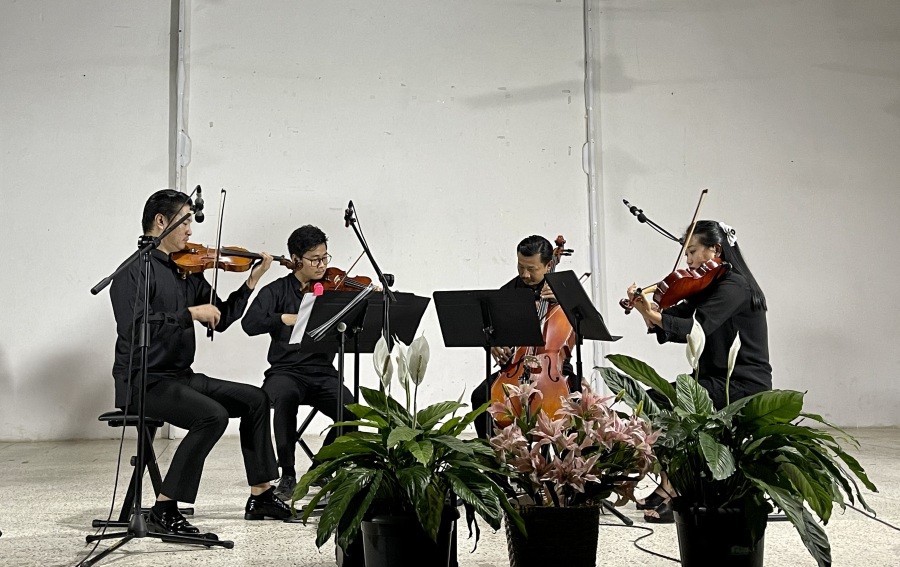 Member of the Kewhira String Quartet perform during their ‘debut’ concert at the Bundrock Chapel Auditorium, Patkai Christian College (Autonomous) on April 24. (Morung Photo)