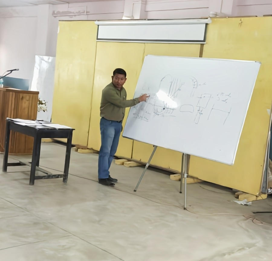 Neilazetuo Khezhie conducting the orientation session on Wednesday.