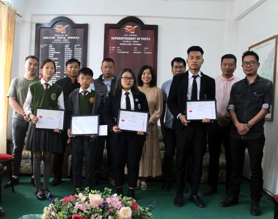 Annual Dhai Akhar letter writing campaign 2022-23 winners (North East Circle) from Nagaland with officials.