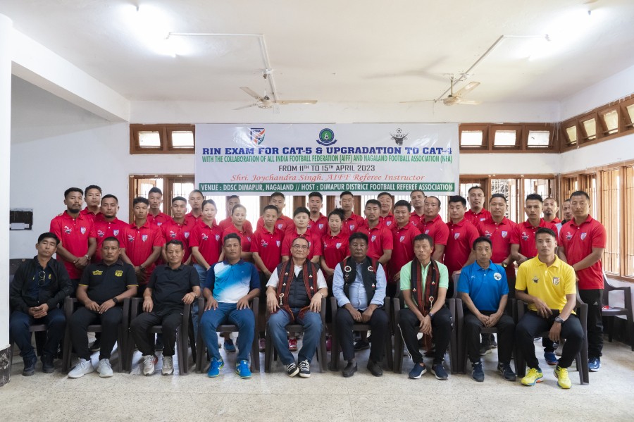 RIN exam for Cat-5 and upgradation to Cat-4 was held in Dimapur, with the collaboration of All India Football Federation (AIFF) and Nagaland Football Association (NFA) from April 11 to 15, Joychandra Singh, AIFF Referee Instructor as the resource person-Instructor, hosted by the Dimapur District Football Referee Association.