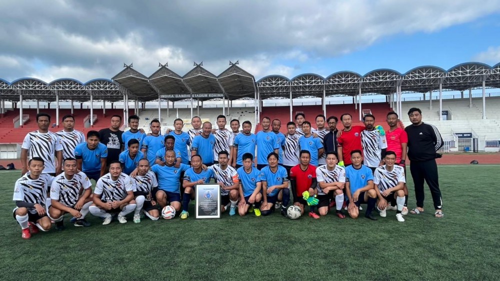 Vanguard Old Boys FC and Merhulietsa FC players at the ongoing G-Sports MPL 2023 in Kohima on May 5.