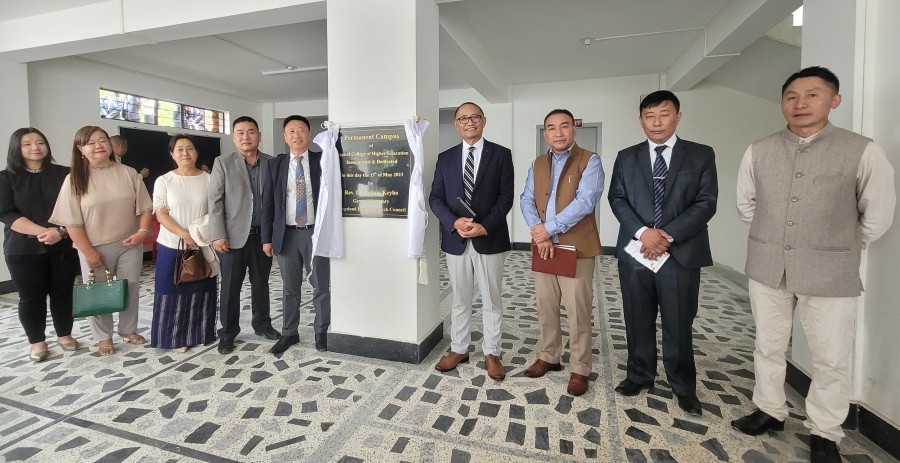 Rev. Dr.  Zelhou Keyho and others during the inauguration of the new campus of CCHE on May 13. (Morung Photo)