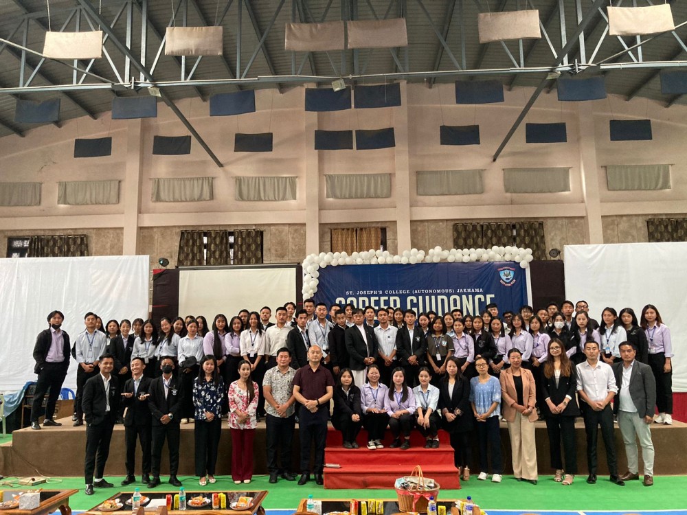 Dignitaries with others during career guidance at St. Joseph’s College (Autonomous) Jakhama on May 12