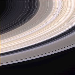 This close-up view of Saturn's rings shows that many tiny rings make up the larger rings around the planet. (Credits: NASA/JPL/Space Science Institute)