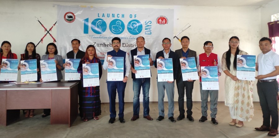 Officials during the launching of ‘First 1000 Days’ under National Health Mission at Sumi Kukaki Hohoki, Zunheboto on May 30.