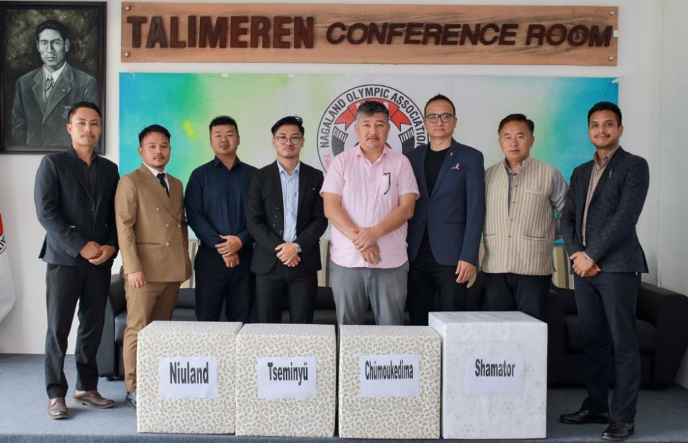 Abu Metha with others during the launching programme of TaFMA Open House 2.0 in Kohima on May 13.