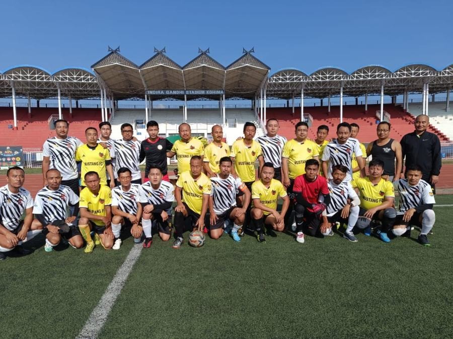 Players of Mustang FC and Vanguard Old Boys on May 31