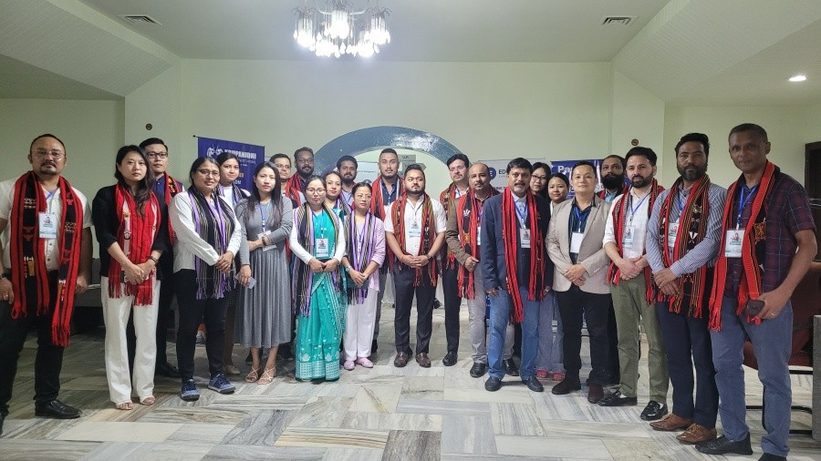 ECC team with participants of reputed institutions at Edu Fair 2023 held in Kohima on June 26. (Morung Photo)