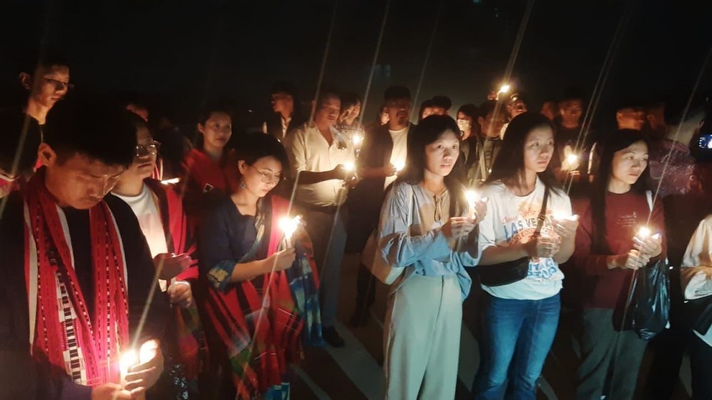 A candlelight vigil for restoration of peace and cessation of violence in Manipur was organised by NSF under the aegis of NESO on June 28 evening at NSF Oking, Naga Club Building, Kohima. (Morung Photo)
