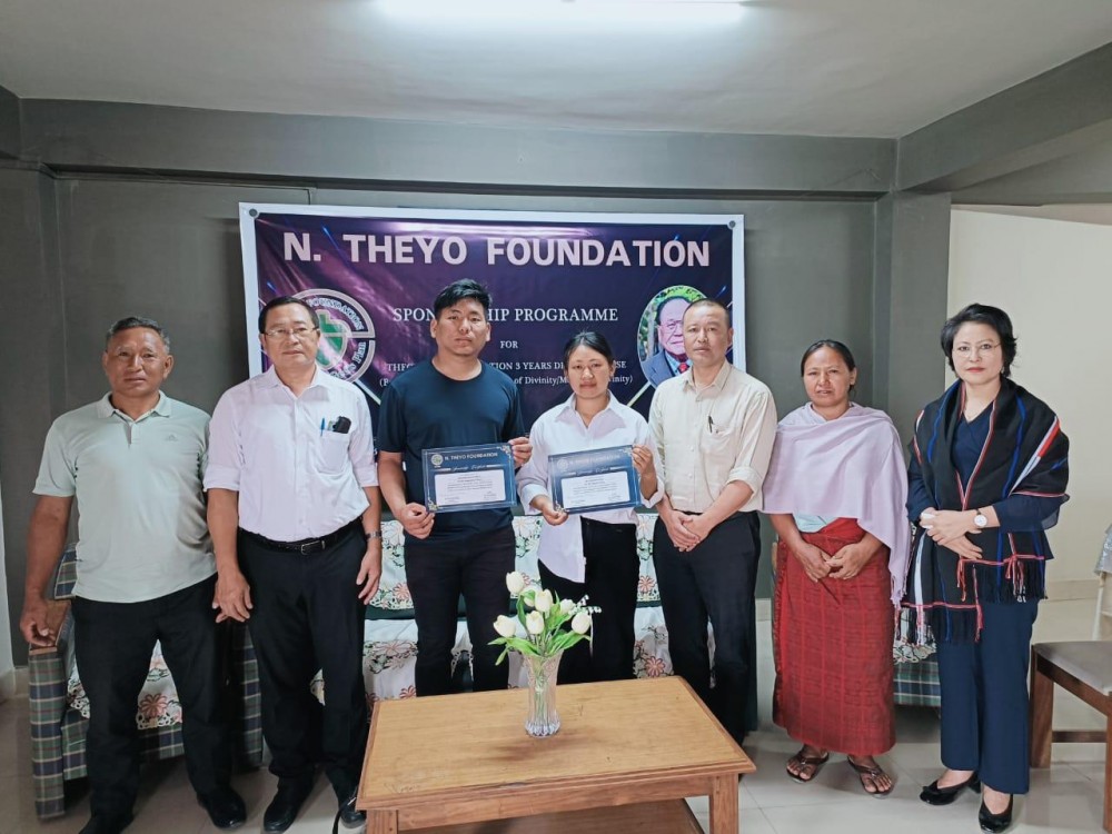 Recipients of N Theyo Foundation for Theological Education with N. Theyo family members and others.