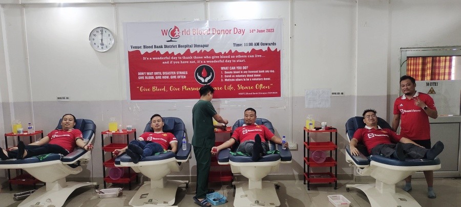 Voluntary donors at the Blood Bank, District Hospital, Dimapur on June 14 on the occasion of the World Blood Donor Day. (Morung Photo)