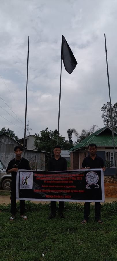 Black flags and banners put up by the NSF and its federating units to protest the demolition of its office.