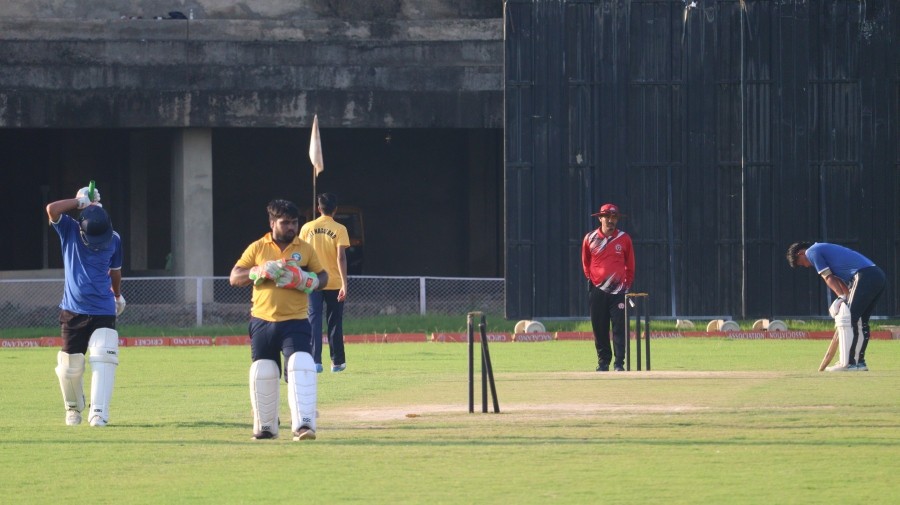 A match in progress on the second day of the ongoing Inter College Champions Trophy played at Nagaland Cricket Stadium on July 18