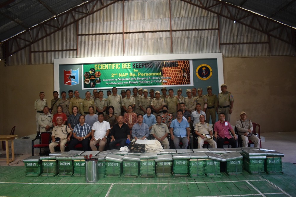 Dignitaries and others during scientific bee keeping training on July 8.