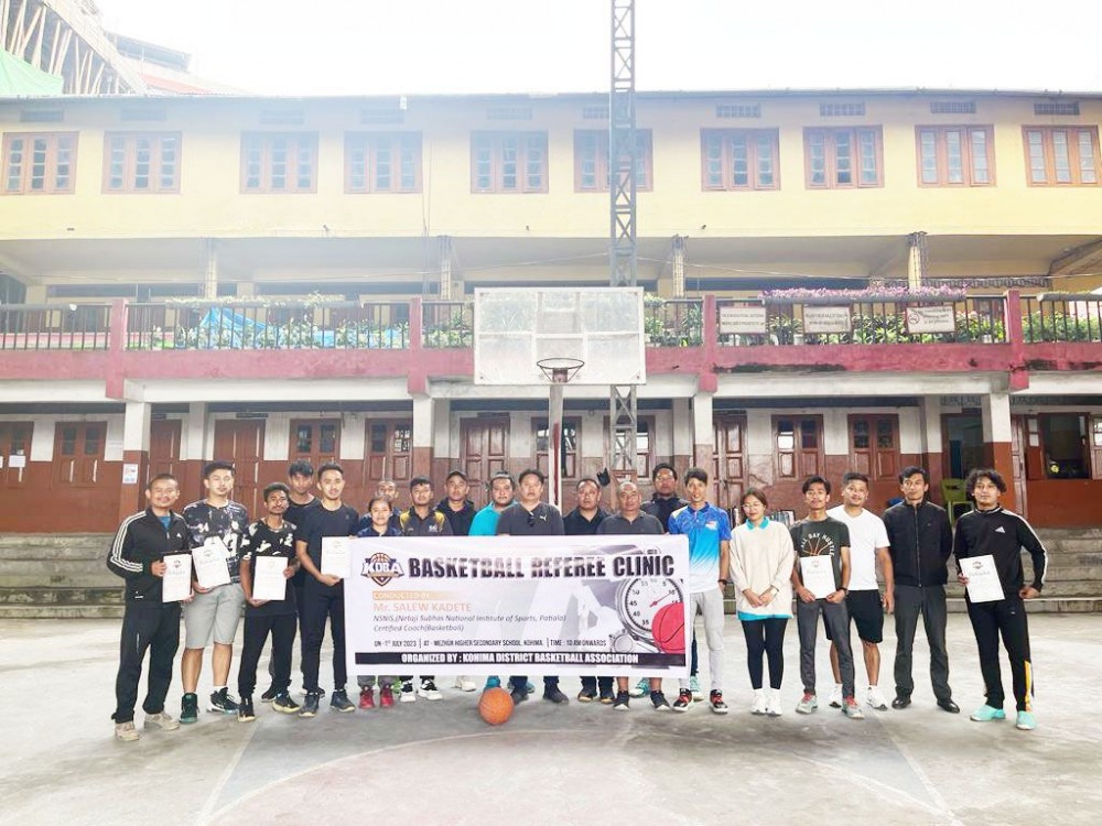 KDBA president and others with participants of basketball referee clinic in Kohima on July 1. (Morung Photo)