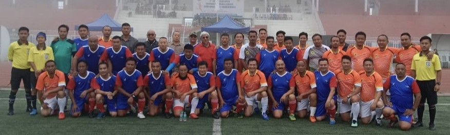 Players of DYRS and NFA with others during exhibition match on July 1 in Kohima.