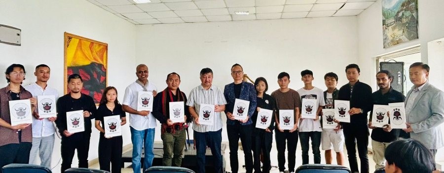 Officials and guests with the selected artists during the launching of ‘Ta Dhom’ project at RCEMPA, Jotsoma on July 26.