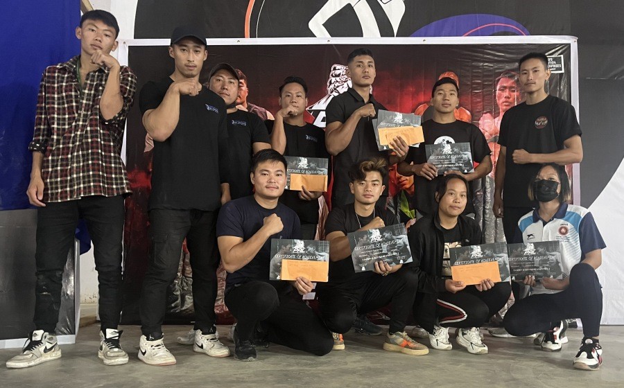 The winners of the 1st Open Phek Armwrestling Tournament on August 26 at Phek Town.