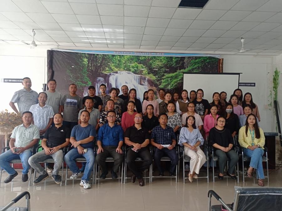 The resource persons along with the participants at the two days refresher training on IHIP and FPLMIS on August 17 & 18 at Dr Wethselo T Mero Memorial hall, District Hospital Phek.