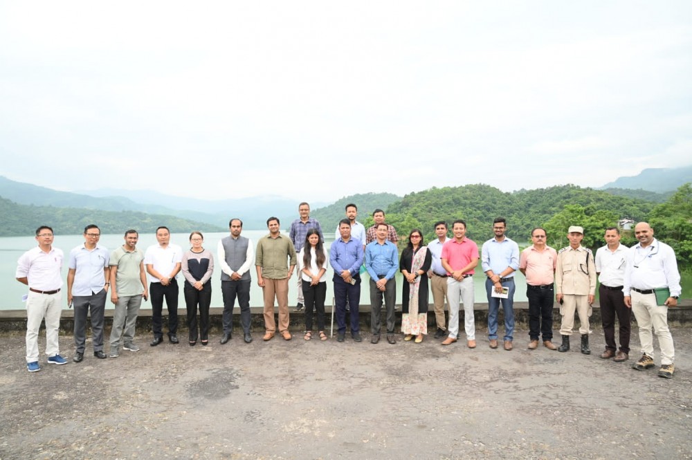 Officials from the DDMA Golaghat led by the Deputy Commissioner, Golaghat Uday Praveen and from the DDMA Wokha led by Deputy Commissioner, Wokha Ajit Kumar Ranjan along with Aotula Imchen, SP Wokha at Doyang Dam on August 12. 
