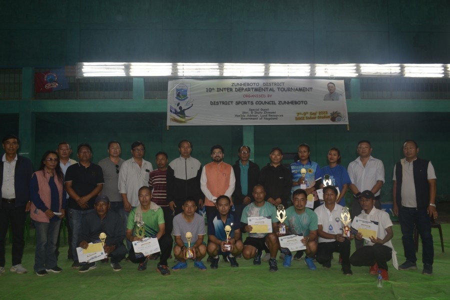 The winners and officials at the Zunheboto inter departmental tournament which concluded on September 9.