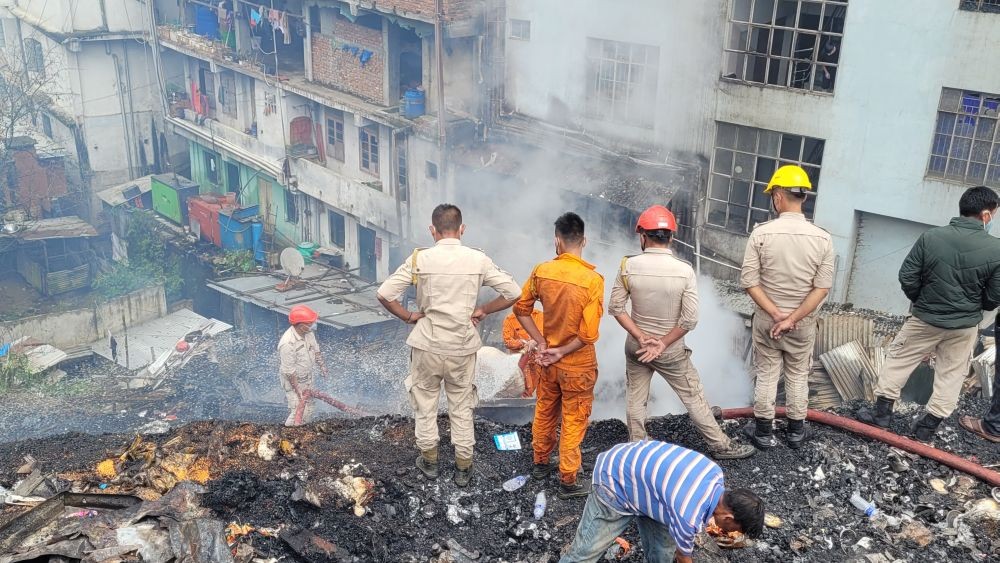 A fire reportedly broke out in the early morning around 2:30 am September 9, has completely razed down the market located near Vishal Mart at High School, Kohima. Further details awaited.