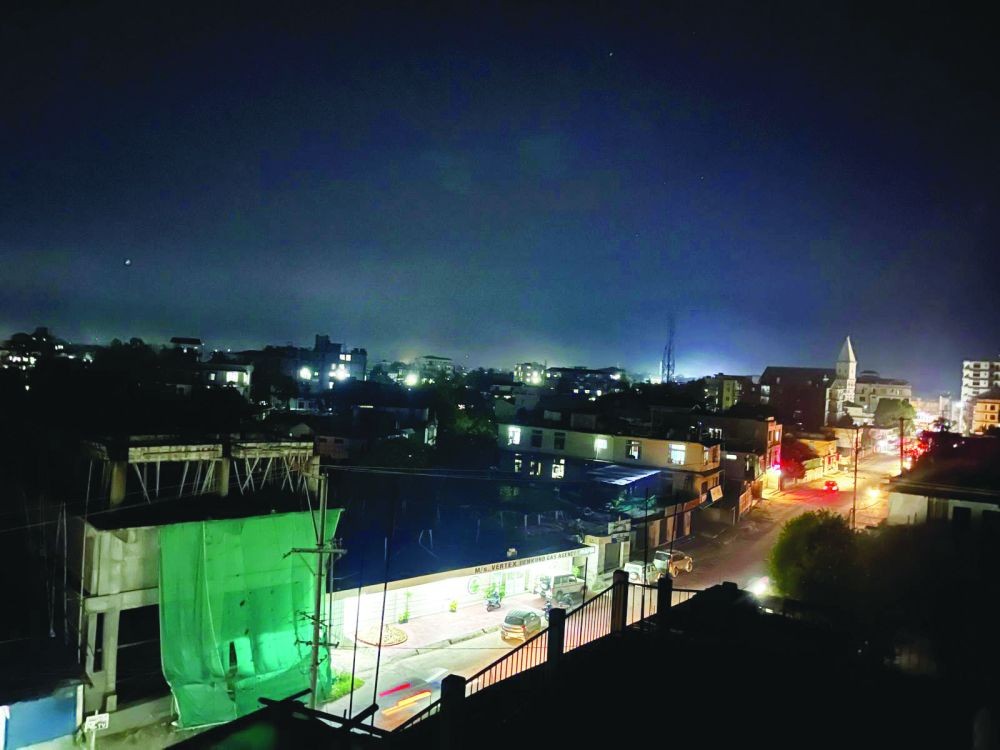 A portion of Dimapur town under partial darkness brought on by severe black out\ on the evening of September 16. (Morung Photo)