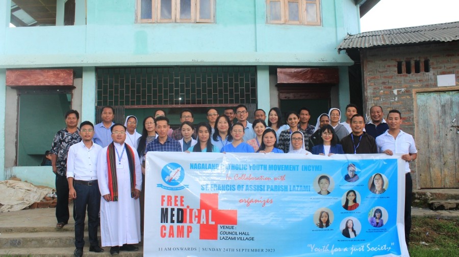 Nagaland Catholic Youth Movement (NCYM) in collaboration with St Francis of Assisi Parish Lazami organised a free medical camp at Lazami Village Council hall on September 24. Dr Renthunglo Patton, Dr Angel K Elsa, Dr Ketuolelhou Vizo, Dr Khonou Mary Belho, Dr Akhrieno Teresa, Dr Kevidenu Kehie, Veronica Nriame, Psychiatric Social Worker, NHAK along with the medical staff and nurses from Lazami volunteered their services for the day. More than 400 people were examined and given free medicines prescribed by the doctors present at the medical camp.