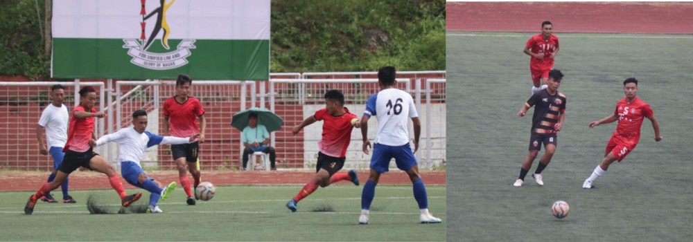 (Left) Players in a match between Khuzama Youth Organisation and Sepfü FC (Right) match between F4C Academy and Kigwema Students’ Union on September 25.