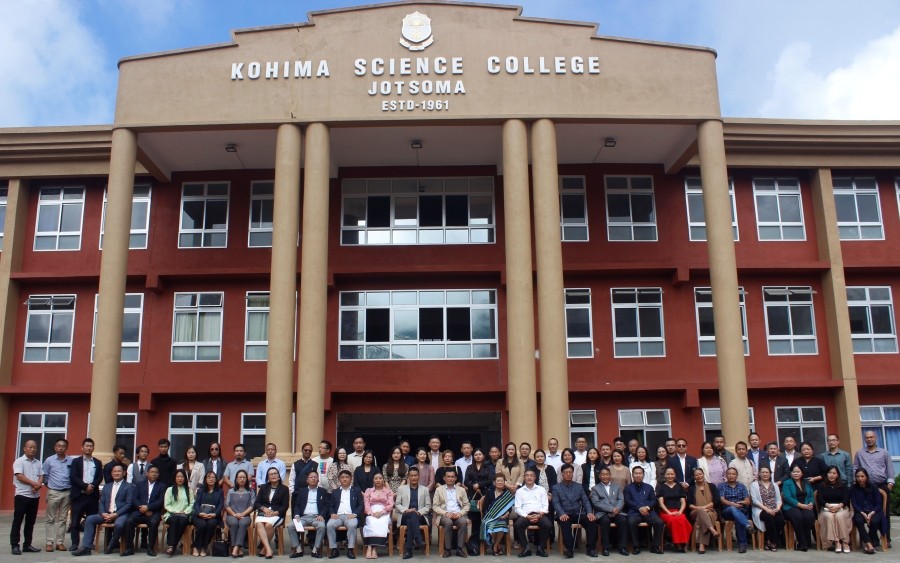 Dr Joyce Zinyü Angami seen with Principal, faculty and Alumni of Kohima Science College, Jotsoma