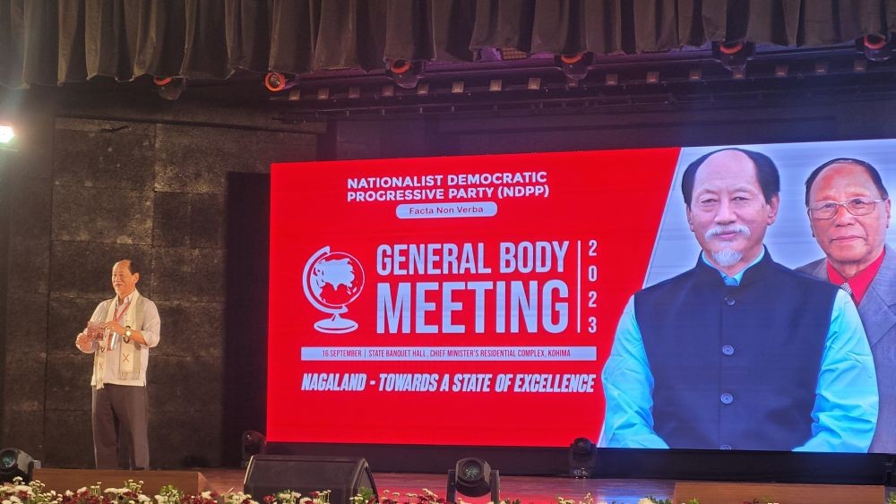 Chief Minister, Neiphiu Rio at the 2023 General Body Meeting of the Nationalist Democratic Progressive Party (NDPP) in Kohima on September 16. (Morung Photo)