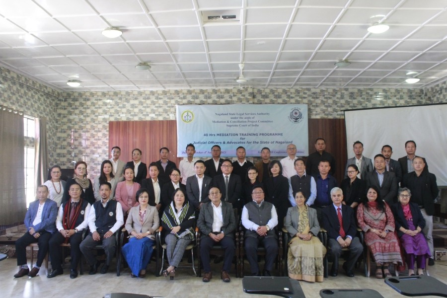Attendees of the inaugural programme of the 40-Hour Mediation Training Programme for Judicial Officers and Advocates Nagaland on October 31 in Kohima. (Photo Courtesy: NSLSA)