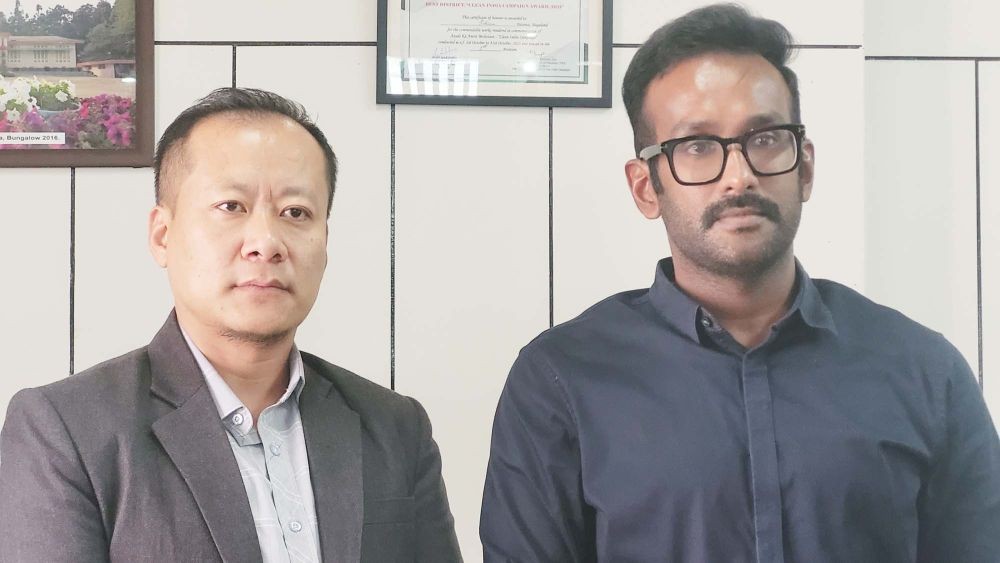 Shanavas C and Sabou Yashu during press conference in Kohima October 4. (Morung Photo)