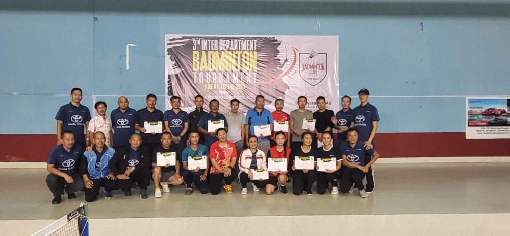 Winners of 3rd Inter Department Badminton Tournament in Kohima on October 14.