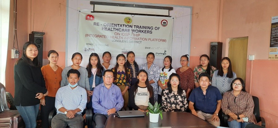 Officials and participants during the re-orientation training of health workers on IDSP-IHIP conducted at CMO conference hall Longleng.