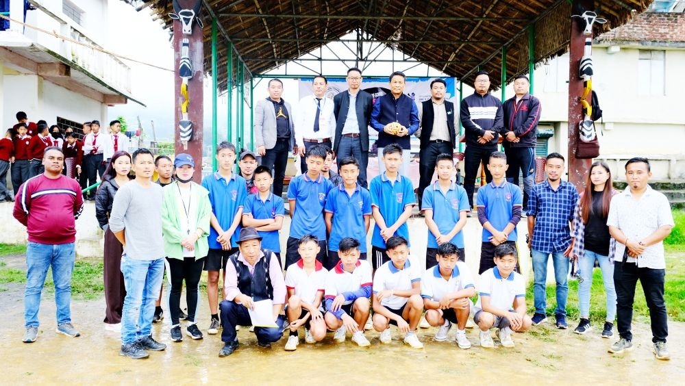 Organizers along with special guest and LSU president seen during the first match of WDSA-Sepak first inter-school Sepaktakraw tournament at local ground Wokha on October 6.
