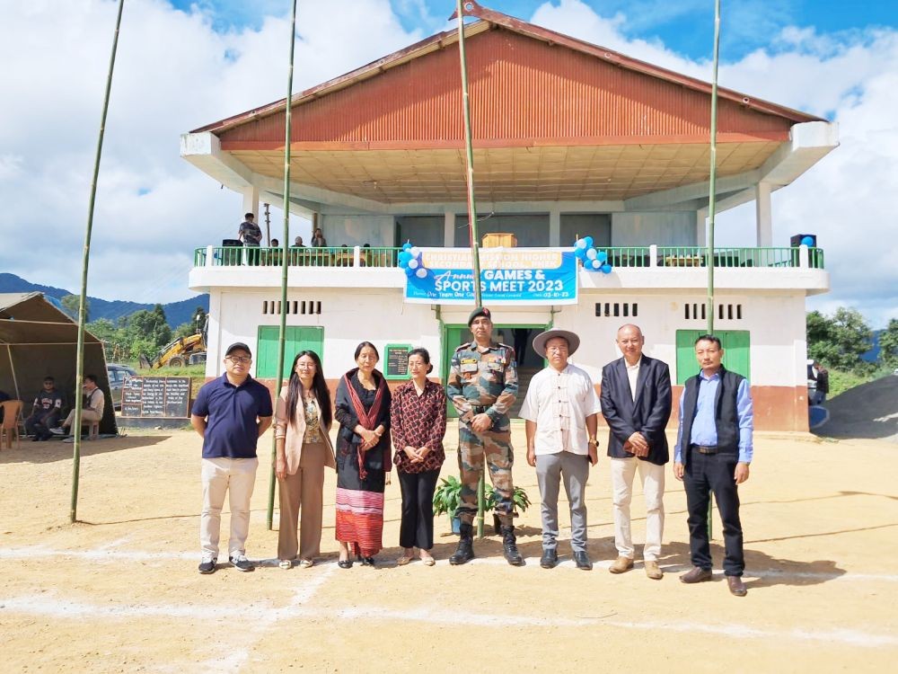 Col Satbir Singh with others during opening ceremony of CMHSS Phek annual games & sports meet.