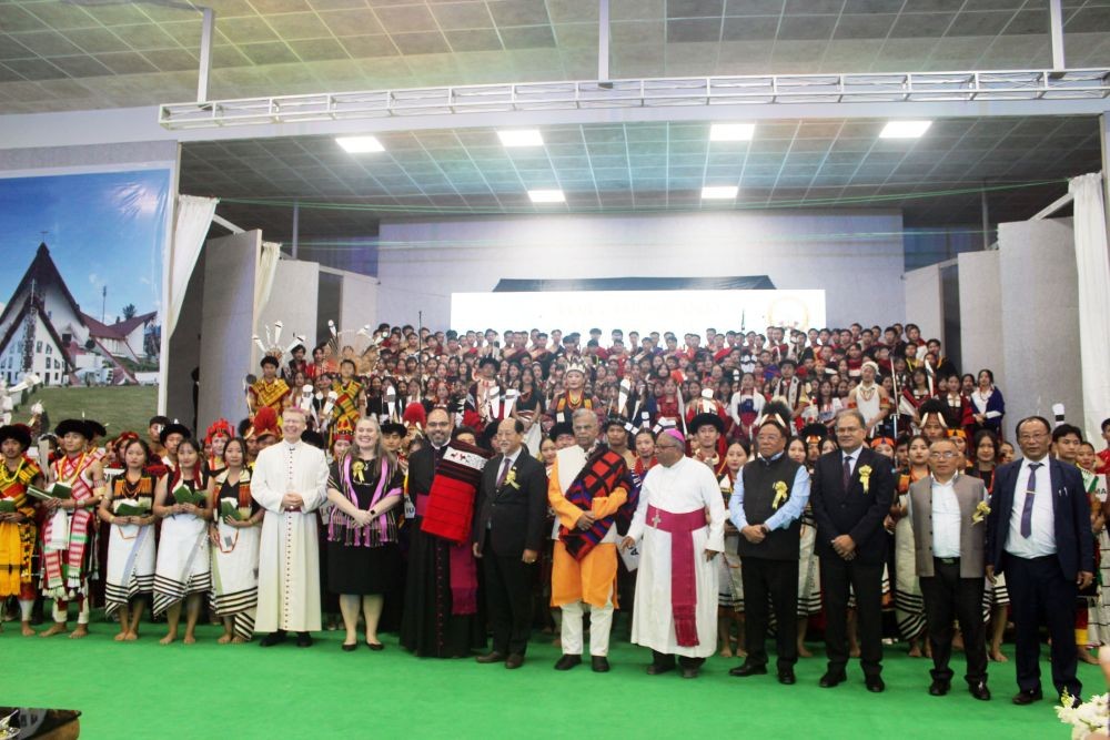 Governor La Ganesan, Chief Minister Neiphiu Rio, Most Rev Dr James Thoppil, Papal Representative, Msgr Juan Pablo Cerillos Hernandez and others during the inaugural of the Golden Jubilee Celebrations of Catholic Church in Kohima on October 28. (Morung Photo)