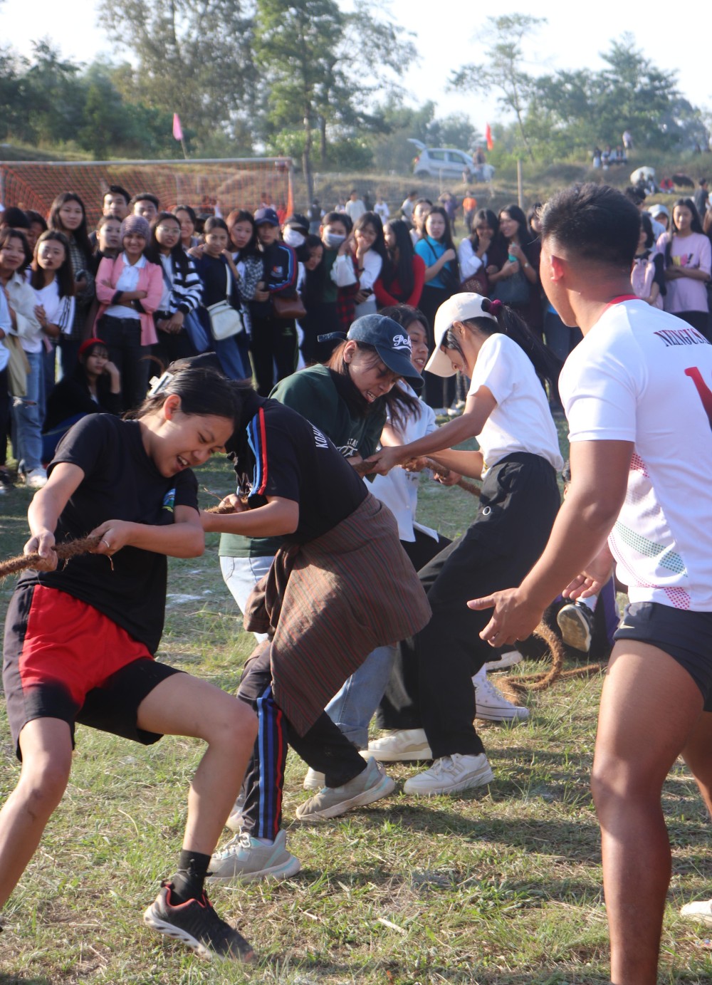Students participate in a tug-of-war competition during the Kohima College 55th annual sports meet which got underway on October 18.