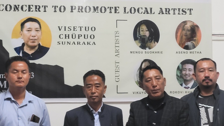 Organizer with Visetuo Chüpuo at press conference in Kohima on November 6. (Morung Photo)