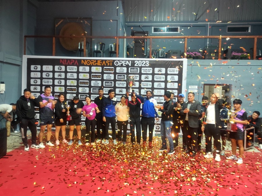The winners of the championship along with trophy at NIAPA mini stadium in Chümoukedima on November 27.