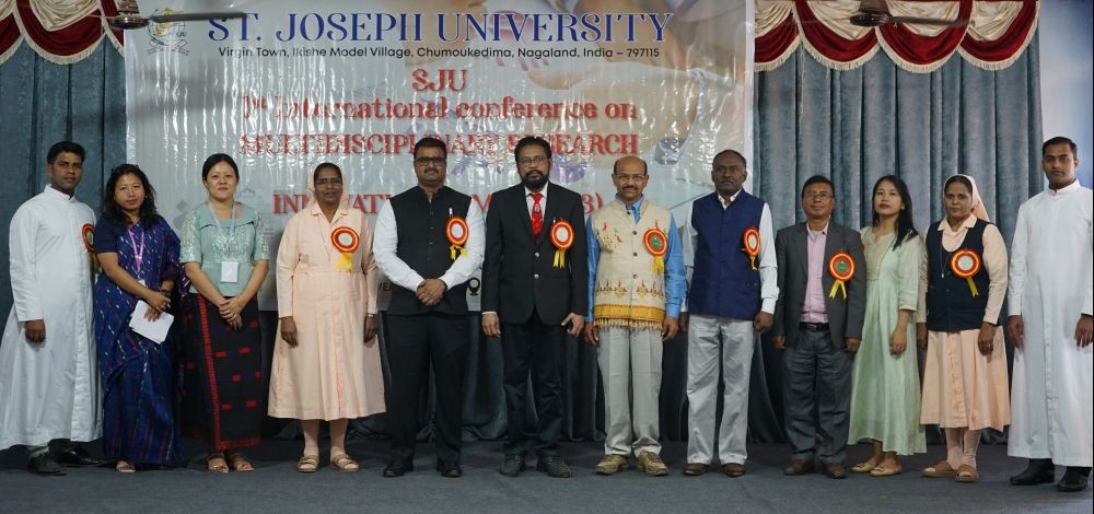 Speakers from different universities along with faculty members of St Joseph University Chümoukedima during the international conference on ‘Multidisciplinary Research and Innovation’ held at SJU from November 9-10.