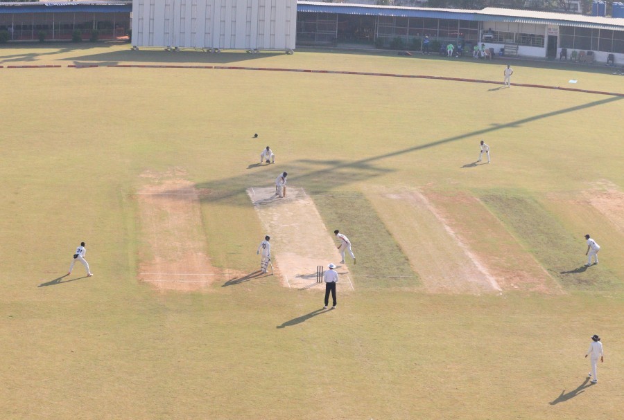 Match in progress between Nagaland and Meghalaya in the first day of the Cooch Behar Trophy 2023-24 Final on December 29 at Nagaland Cricket Stadium, Sovima. (Photo Courtesy: NCA)